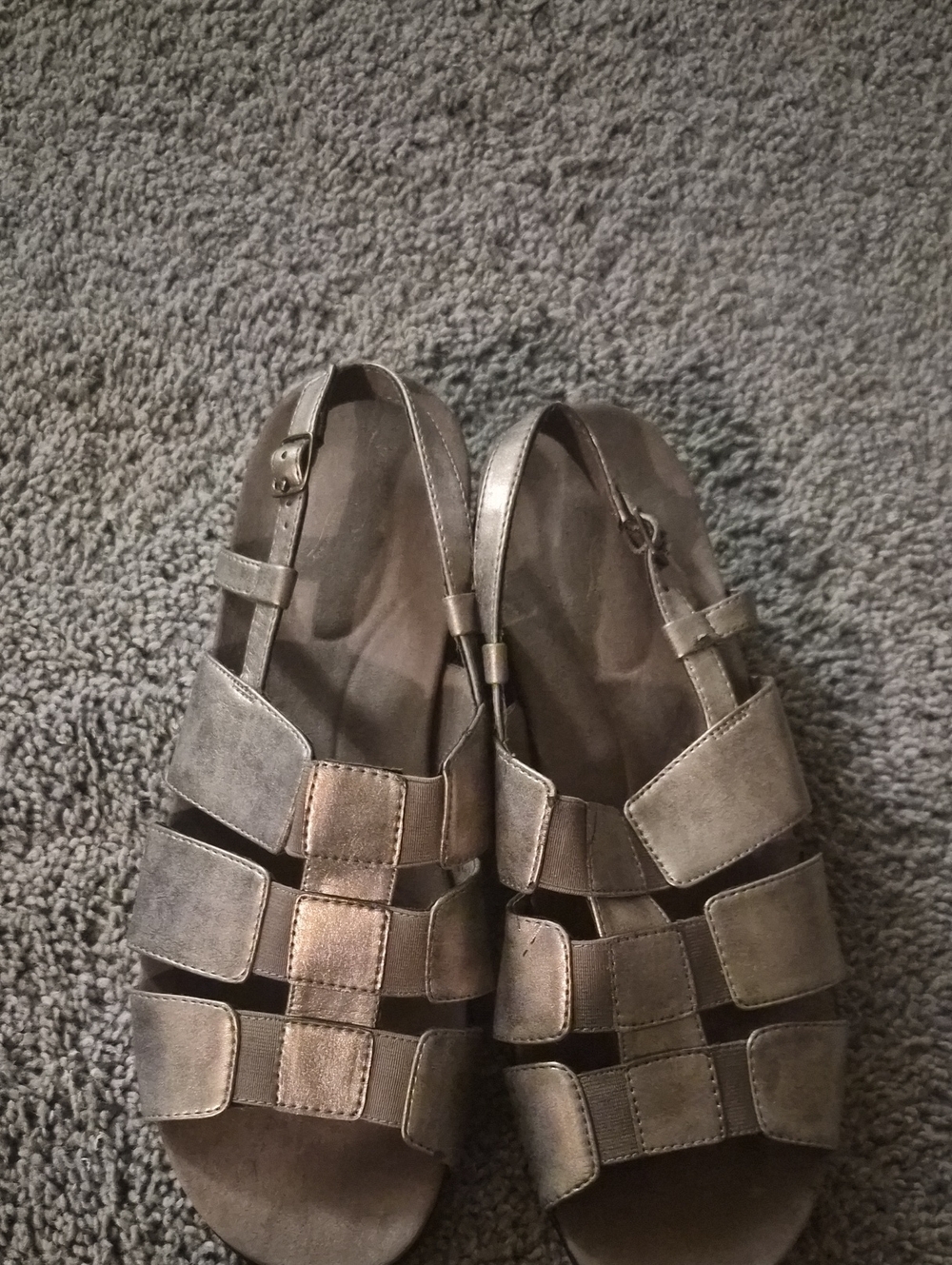 Women's Metallic Taupe Strappy Slingback Sandals